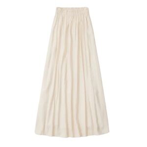 Abercrombie & Fitch Maxi Midi Skirt Flowy Crinkle Cream Beige S